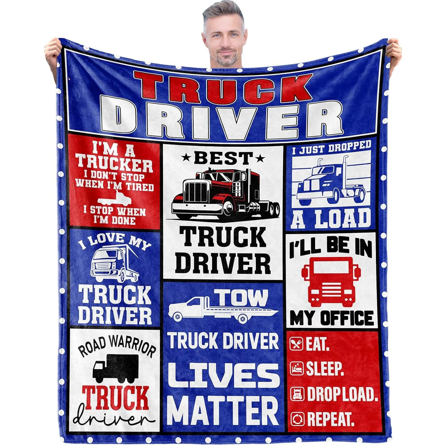 Customized blankets, truck driver thank-you gifts, cool truck driver men's gifts, birthday, Christmas, and Thanksgiving gifts