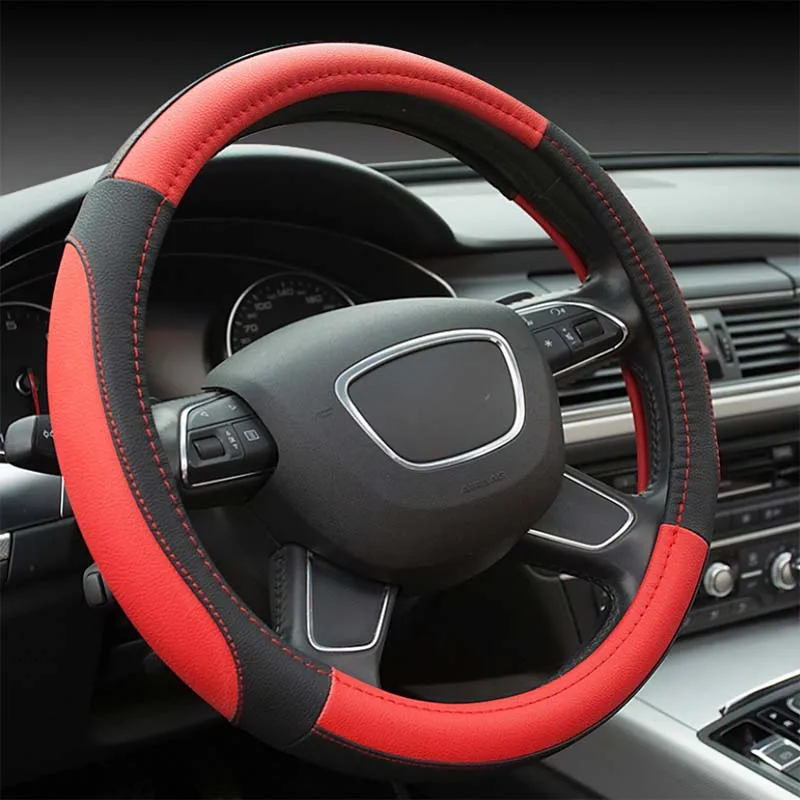 Promise Global Car Anti-Slip Leather Steering wheel Cover Universal car Steering Wheel Protective Cover Fashion Style