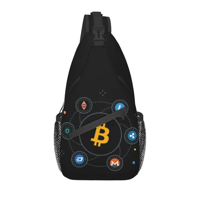 Support Bitcoin Ethereum Crossbody Sling Backpack Men Digital Currency Blockchain Chest Shoulder Bag for Cycling Camping Daypack