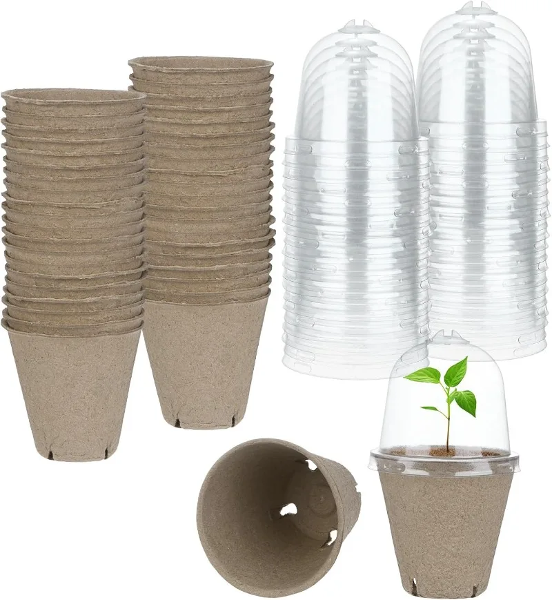 

40-Pack Peat Pots, 3.15 Inch Round Garden Germination Nursery Pots with Humidity Dome, Seed Germination Trays for Planting/Flowe