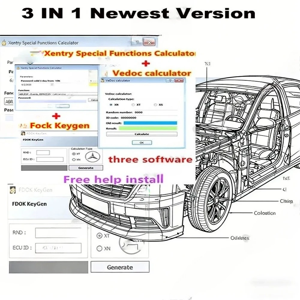 Xentry Special Function Calculator + FDOK+ Vedoc Calculator with Keygen obd2 scanner For US EU car Models Star C3 C4 C5 C6 j2534