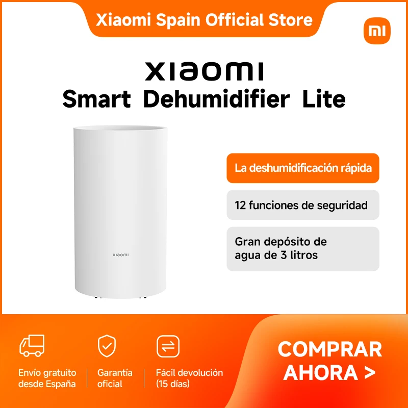 Oficial | Xiaomi Smart Dehumidifier Lite, Alta capacidad de deshumidificación de 13 l/día, 7 optimizaciones de cancelación de ruido, Modos de deshumidificación versátiles