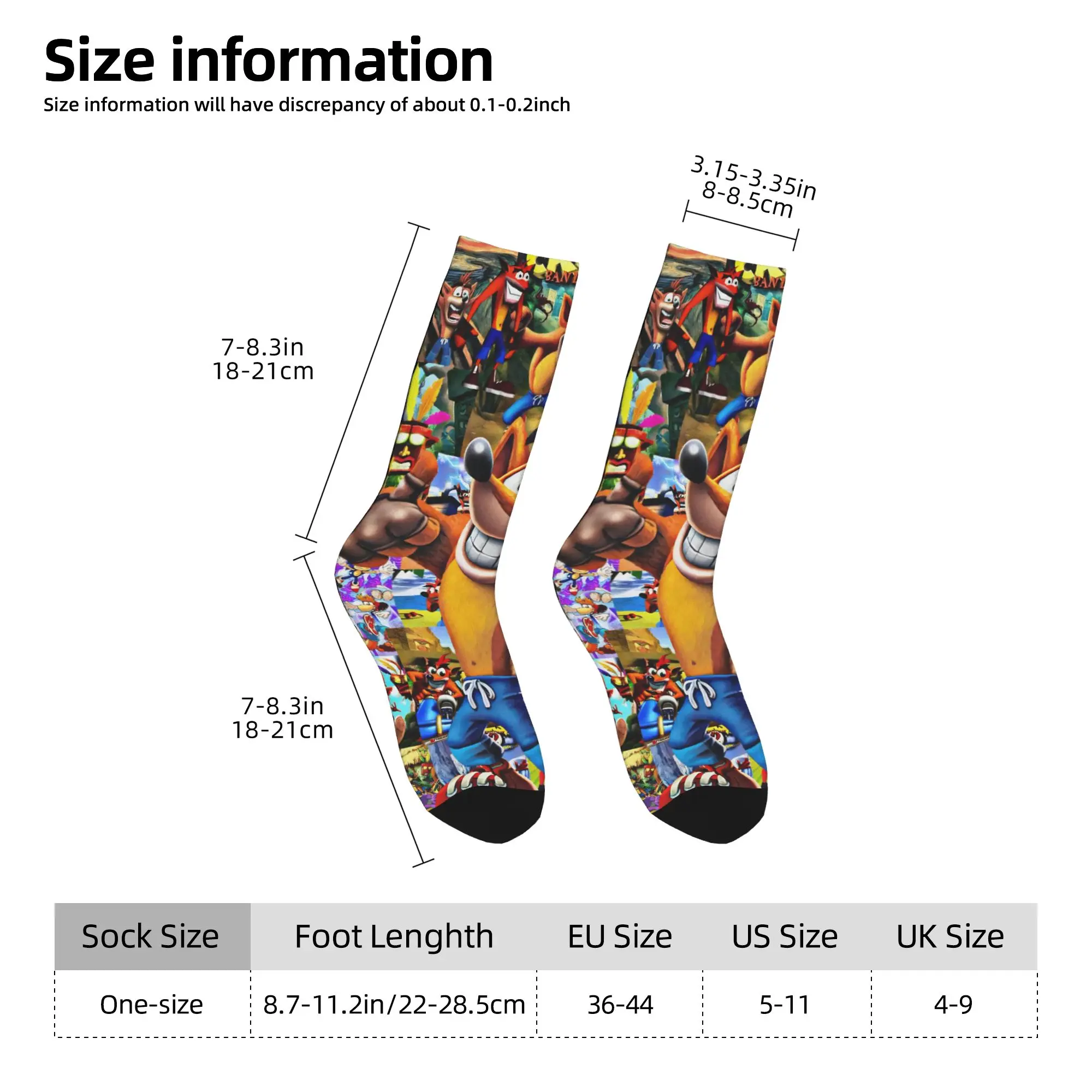 Носки Crashs Bandicoots, модные чулки, осенние нескользящие мужские носки, высококачественные дизайнерские уличные носки