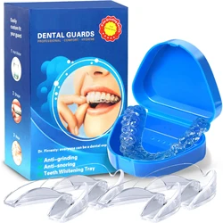 Guarda bucal dobrável para moagem de dentes, protetores bucais profissionais, atualizado à noite, 2 tamanhos, pack of 4