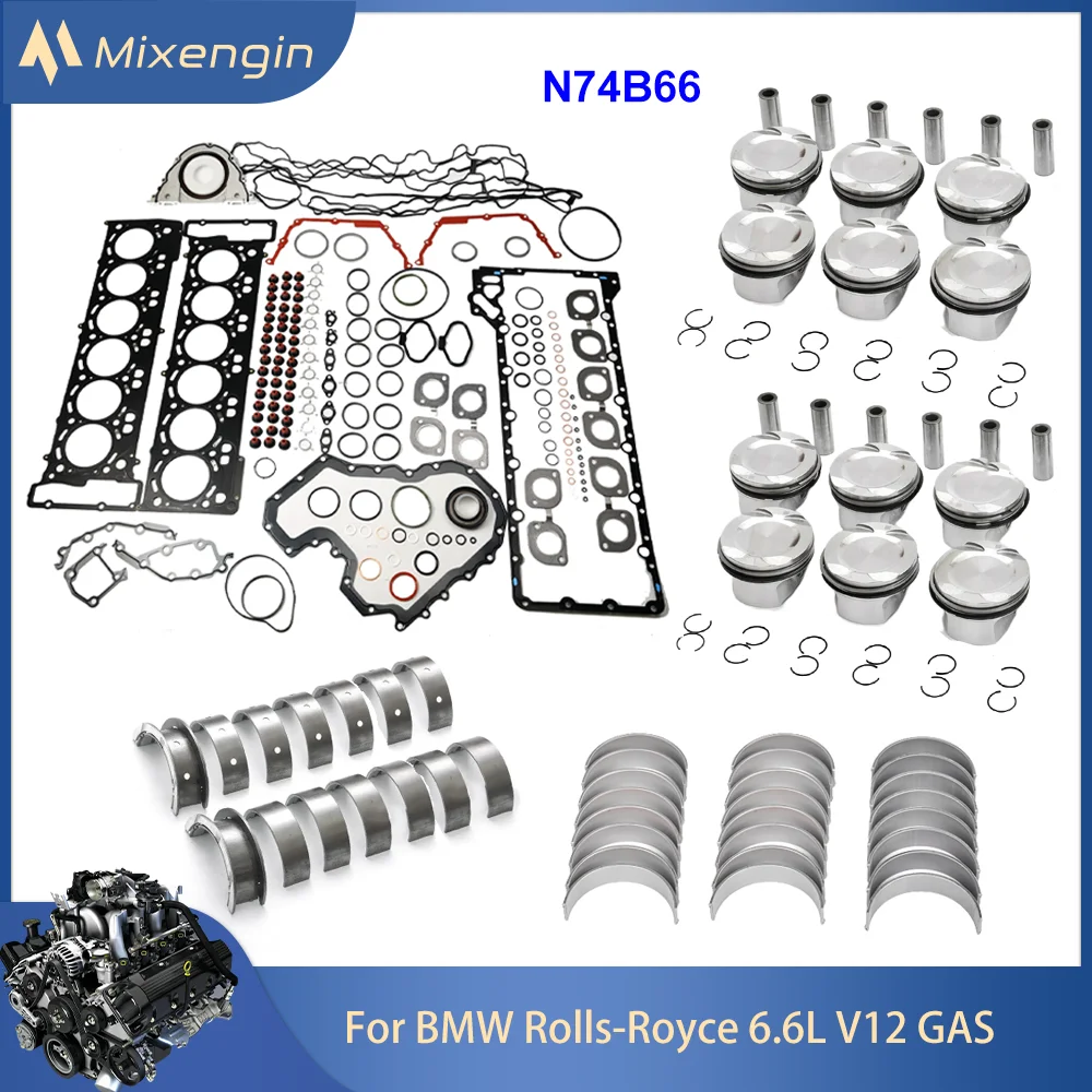 

Engine Parts gasket bearing Set Piston & ring kit Fit N74B66 6.6L V12 GAS For 10-22 BMW M760 Rolls-Royce Ghost Dawn ‌‌Wraith 6.6