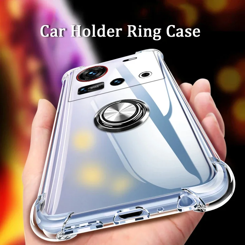 

Auroras For Nubia Z70 Z60 Ultra Cover Finger Ring Clear Airbag Shockproof Soft Shell For Nubia Z70S Ultra Transparent Case