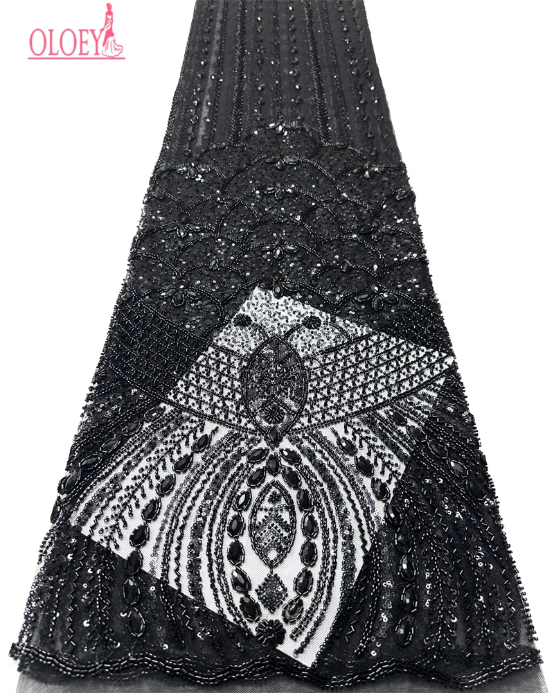 

Black Elegant Lace Fabric Floral Embroidery Sequins Beads 2026 High Quality French Tulle Nigerian Lace Fabric for Dress Sewing