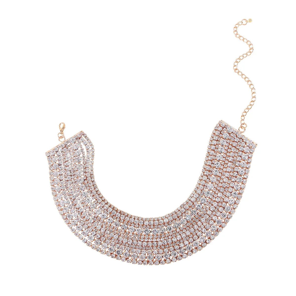 فضي اللون الزفاف لامعة حجر الراين حزمة الرقبة عنصر شعبي طوق قلادة كريستال المرأة المختنق هدية مجوهرات الكورية الجديدة #6