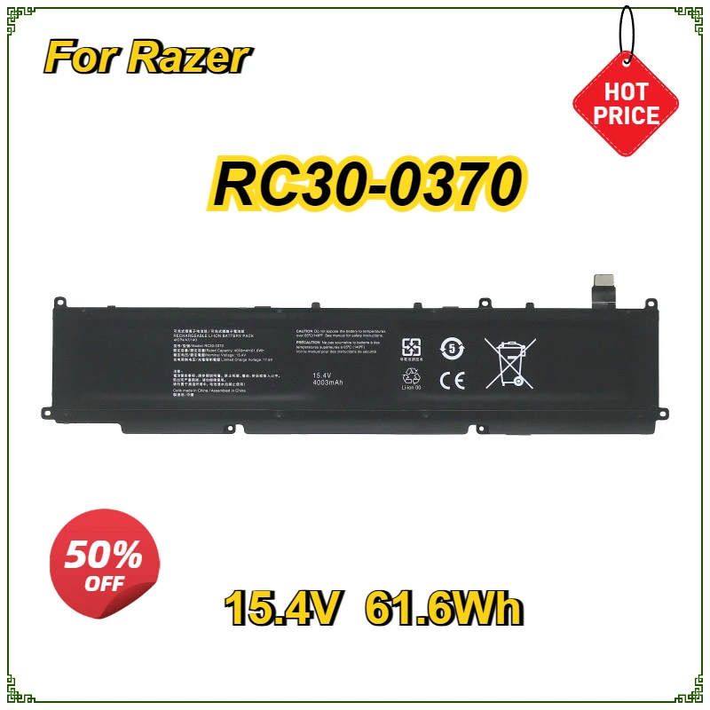 

RC30-0370 Laptop Battery for Razer Blade 14 Inch Ryzen 2021 2022 RZ09-0370BEA3 RZ09-0368 4ICP4/47/140 15.4V 61.6Wh