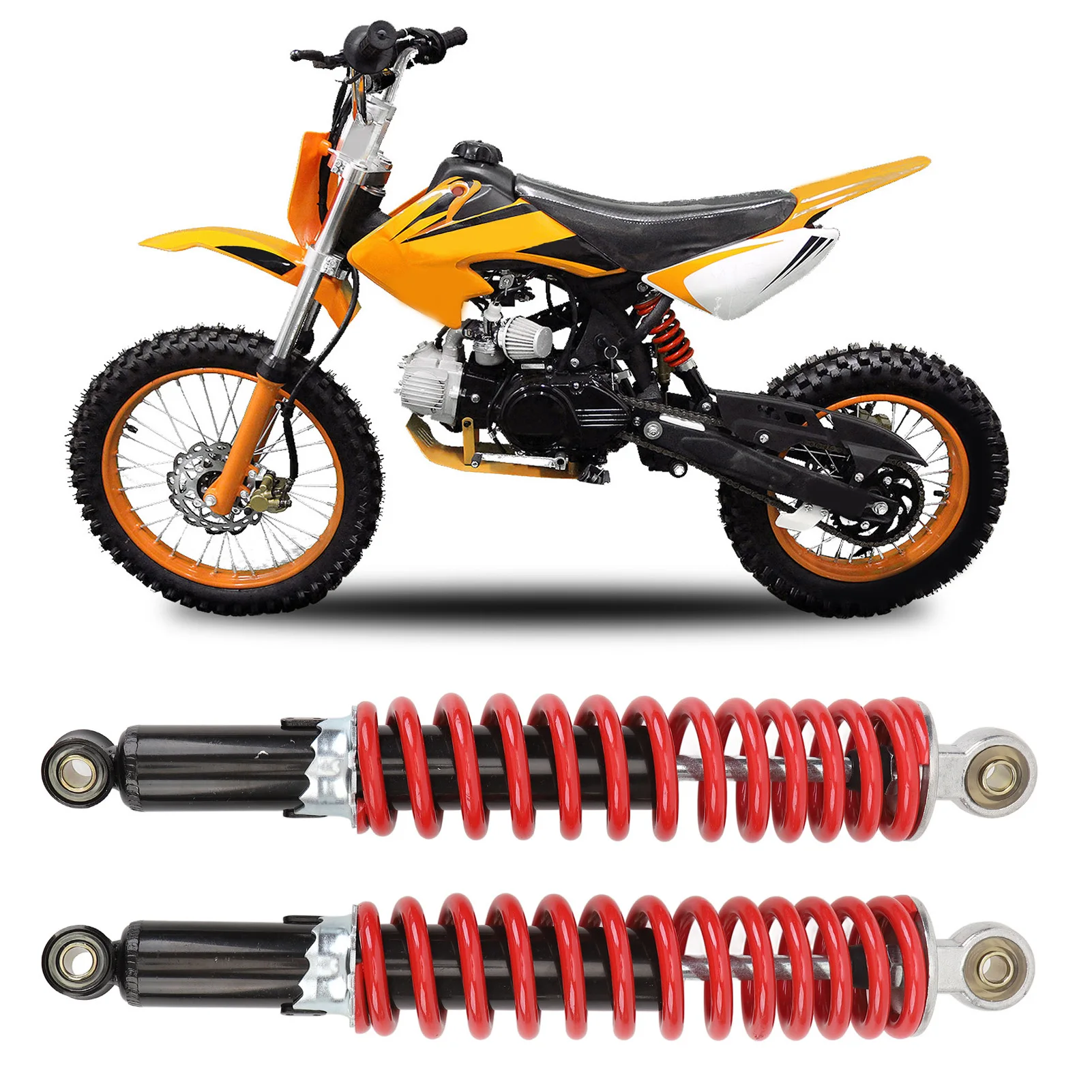 

2 шт. 350 мм универсальные амортизаторы для скутера, высокопроизводительная пружина, подходит для 50cc-150cc Dirt Pit Bike ATV Quad