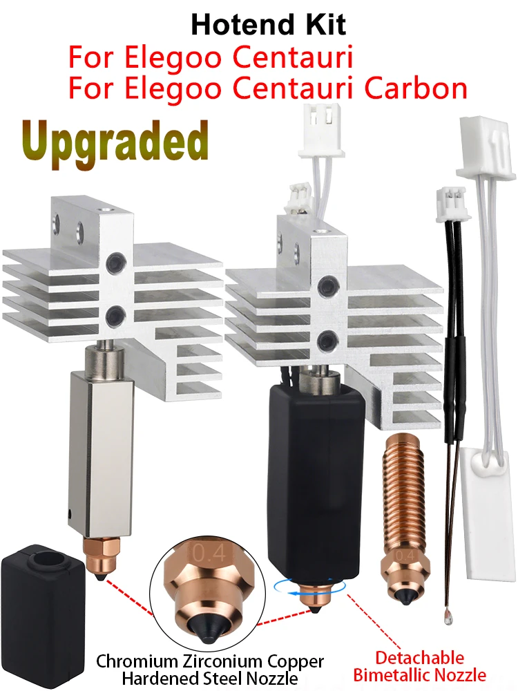 Kit Hotend amélioré pour Elegoo Centauri, bloc chauffant détachable en carbone, Kit de gorge, buse en cuivre et zirconium chromé, partie d'extrémité chaude