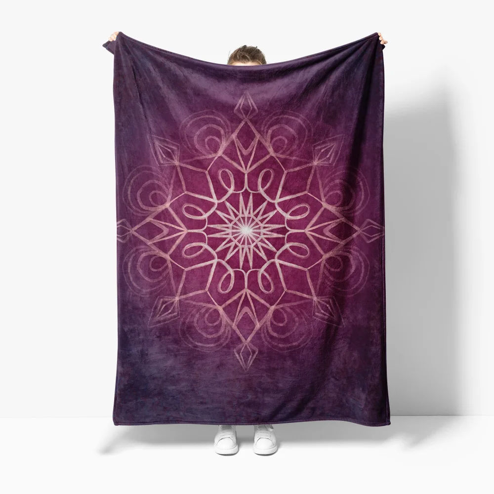 Soft Fleece Blanket with Mandala Floral Pattern Decorative Throw Blanket for Sofa Bed Couch Gift