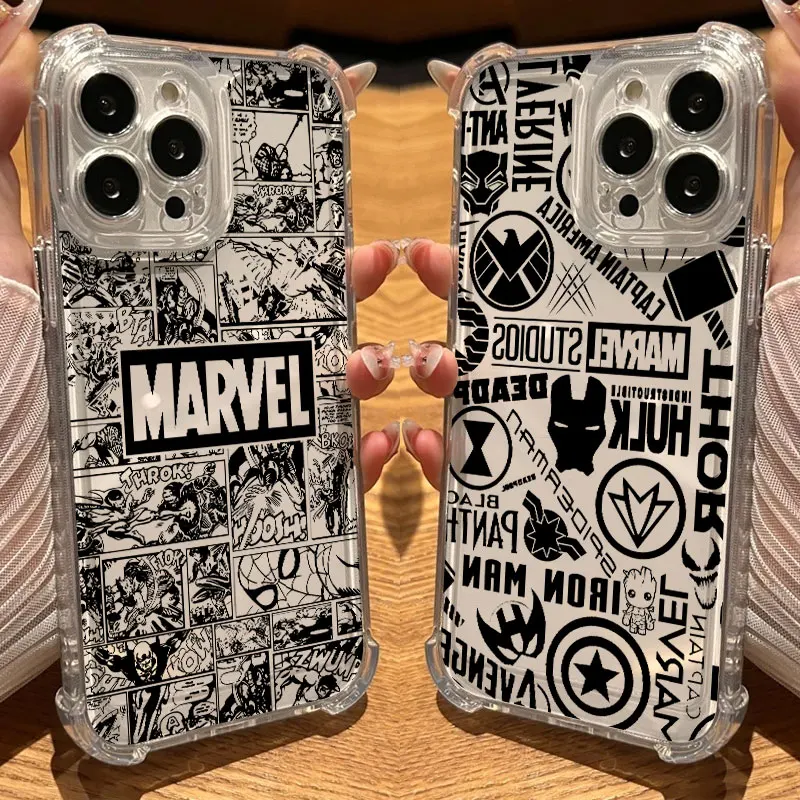 

Marvel Super Hero Cool Comics Clear Case For iPhone 17 16 15 14 13 12 11 Pro Max 16e 17e Air 13 15 Plus XS XR X 7 8 Phone Cover