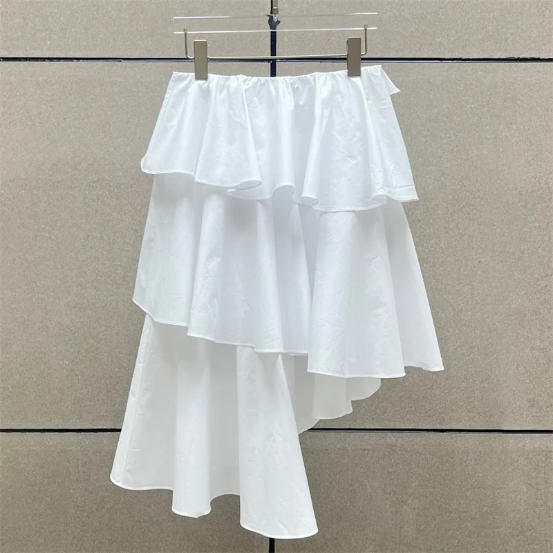 

Women's skirt New asymmetrical slim fit women's half skirt for summer 2025 pure cotton high waisted long skirt Y2k white skirt