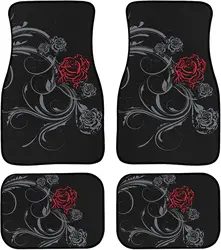 Goth Car Accessories Rose Automotive Floor Mats Vintage Car Decor Dark Style Floor Mats for Cars All Weather Universal Fit 4Pack