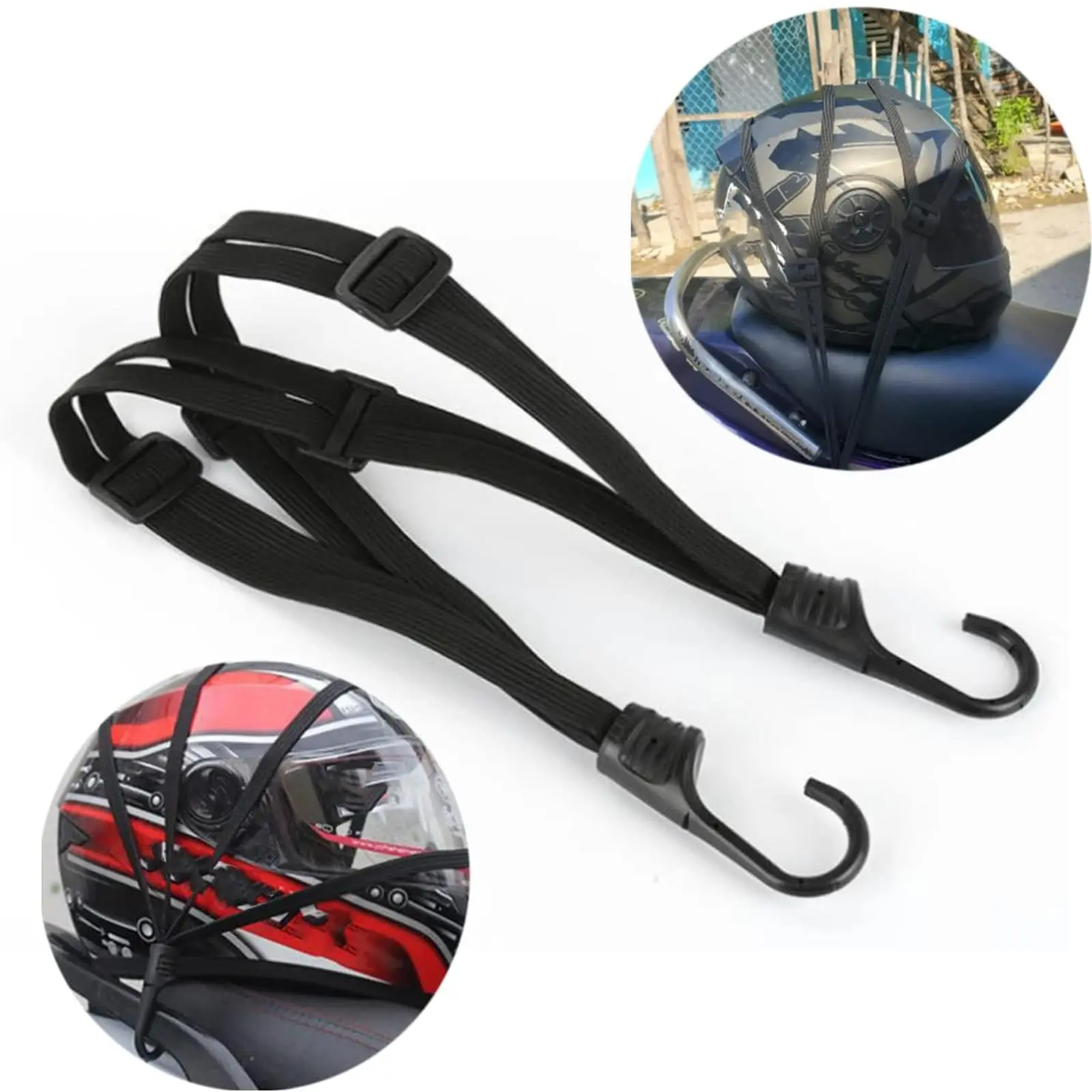 Motorcycle Back Seat Helmet Strips Elastic Rope Motorcycle Helmet Fixed Strap Adjustment Fix Rope Goods Strap 60cm/90cm