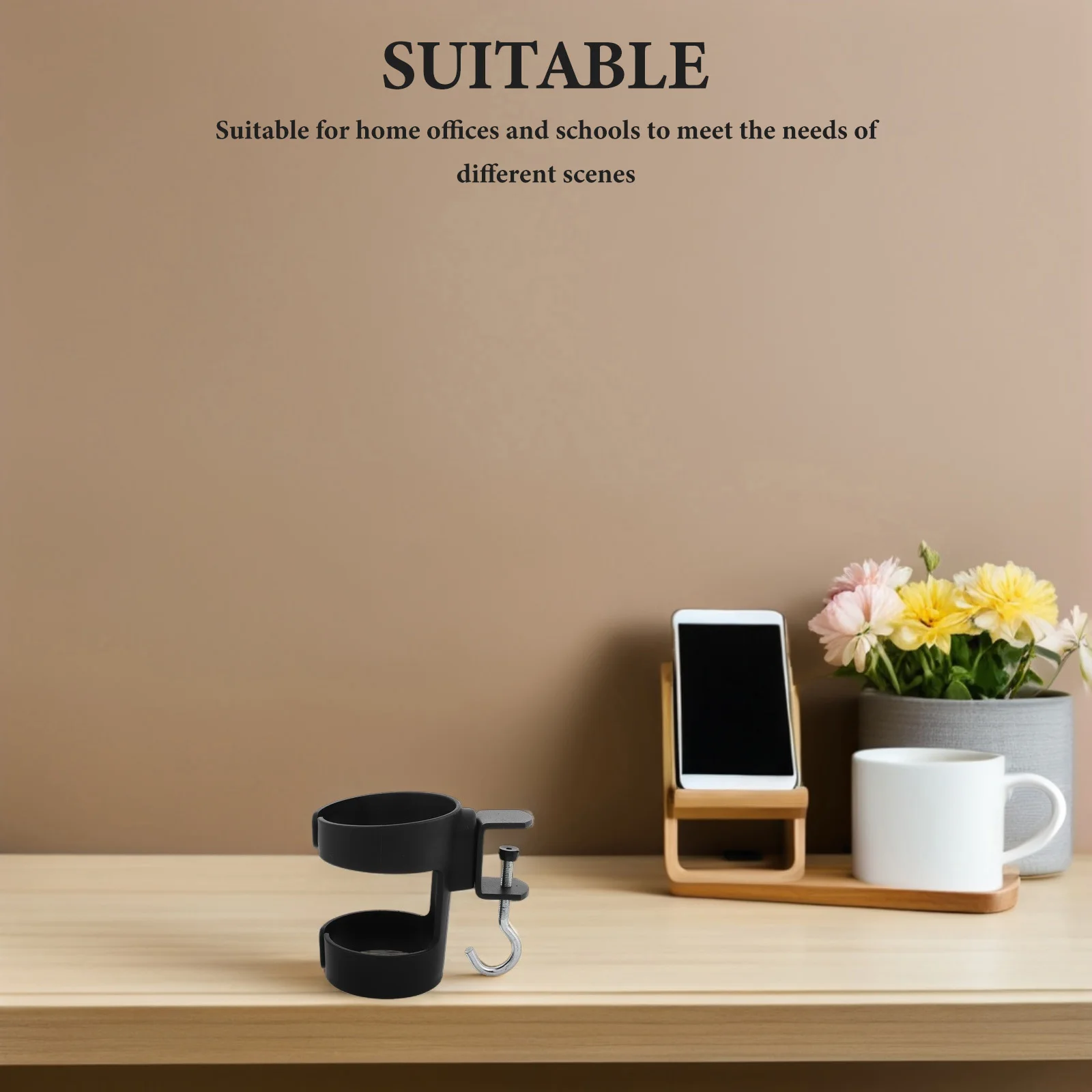 

Multifunctional Desktop Cup Rack Adjustable Mug Organizer With Space-Saving Hook For Office Home School Use Easy-Clean