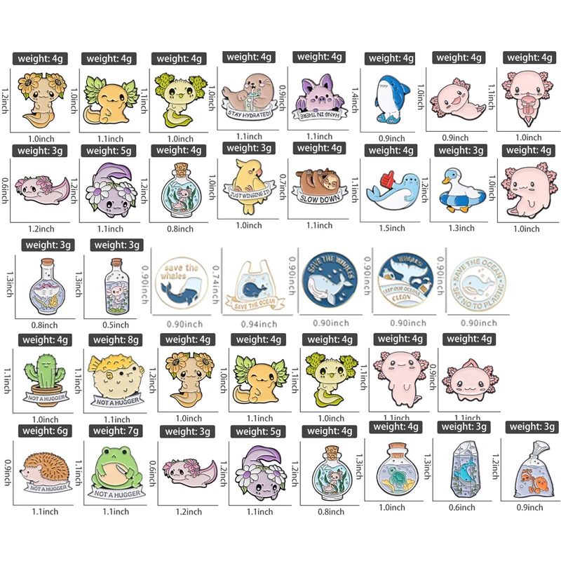 3-10 teile/satz Nette Marine Kreaturen Sammlung Emaille Pins Axolotl Haie Cartoon Tier Brosche Revers Abzeichen Schmuck Geschenke für Kinder – Detail 1