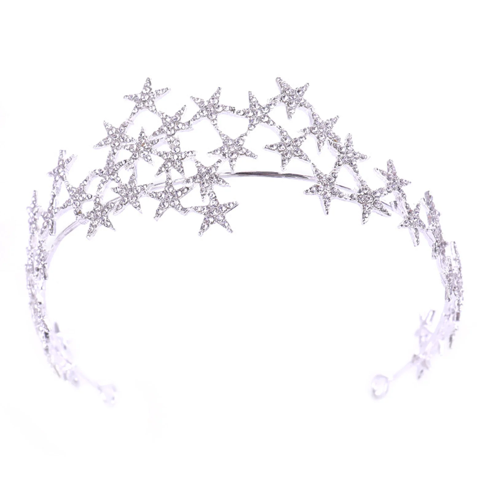 Bridal Pentagram Hair Hoop Crown Luxurious Crystal Stars Alloy Headwear for Bride Pageant Hair Accessories