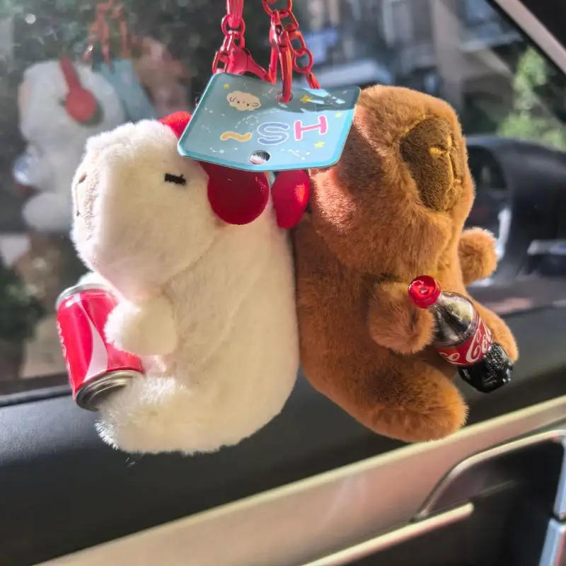 1 قطعة سلسلة المفاتيح كابيبالا لطيف الكرتون كولا كابيبارا قلادة أفخم دمية حقيبة معلقة حلية سيارة الديكور هدية للأطفال