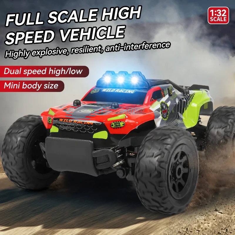 Miniatur-Modellauto im Maßstab 1:32, ferngesteuertes Drift-Rennauto mit hoher Geschwindigkeit, Geländewagen aus Metall, 2,4-GHz-Fernsteuerung und LED-Leuchten, ideales Geschenk für Kinder.