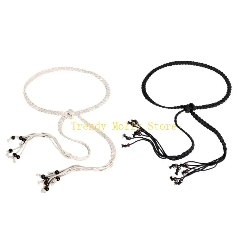 

N5KB Элегантный вязаный крючком пояс из хлопковой плетеной веревки с завязками на талии для различных случаев, женская одежда,