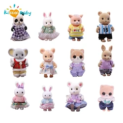 Children's Miniature Dollhouse Furniture Accessories Baby Plush Dolls Forest Rabbit Family Critters Toys For Girls DIY Playset