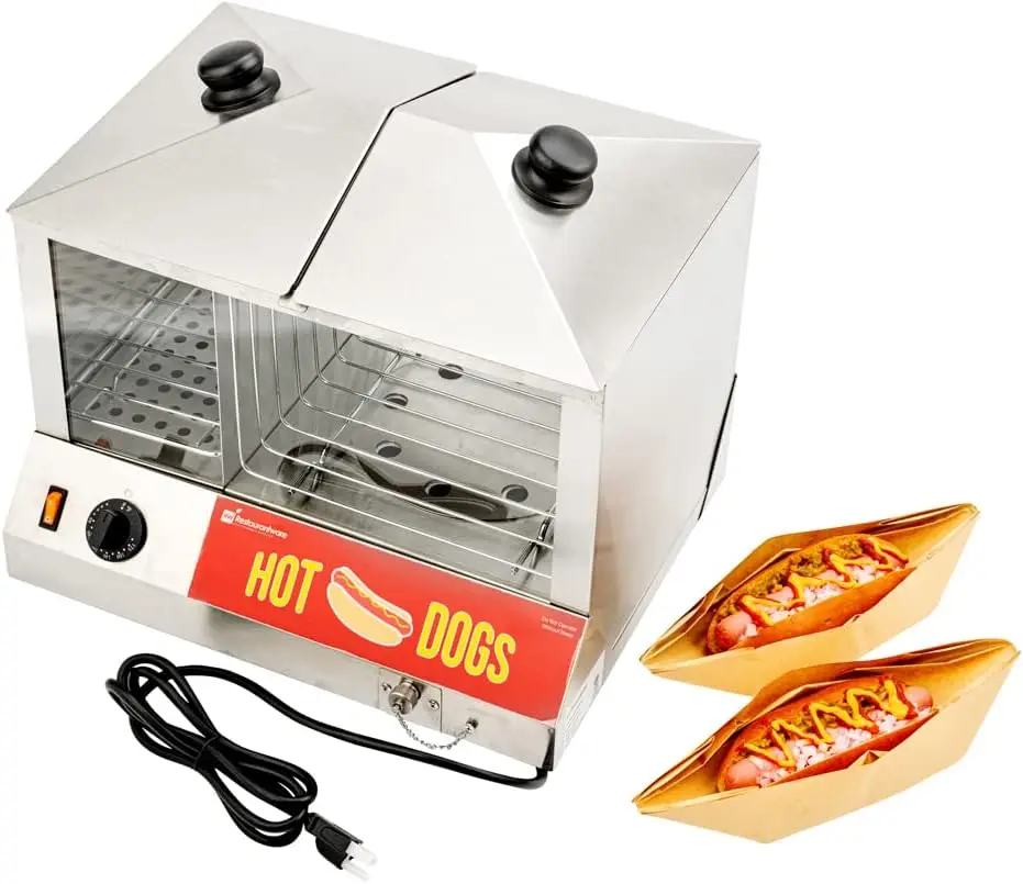 Restaurantware Hi Tek Hot Dog Steamer And Bun Warmer 1 Food Truck And Concession Stand Hot Dog Cooker - 100 Hot Dog And 48 Bun