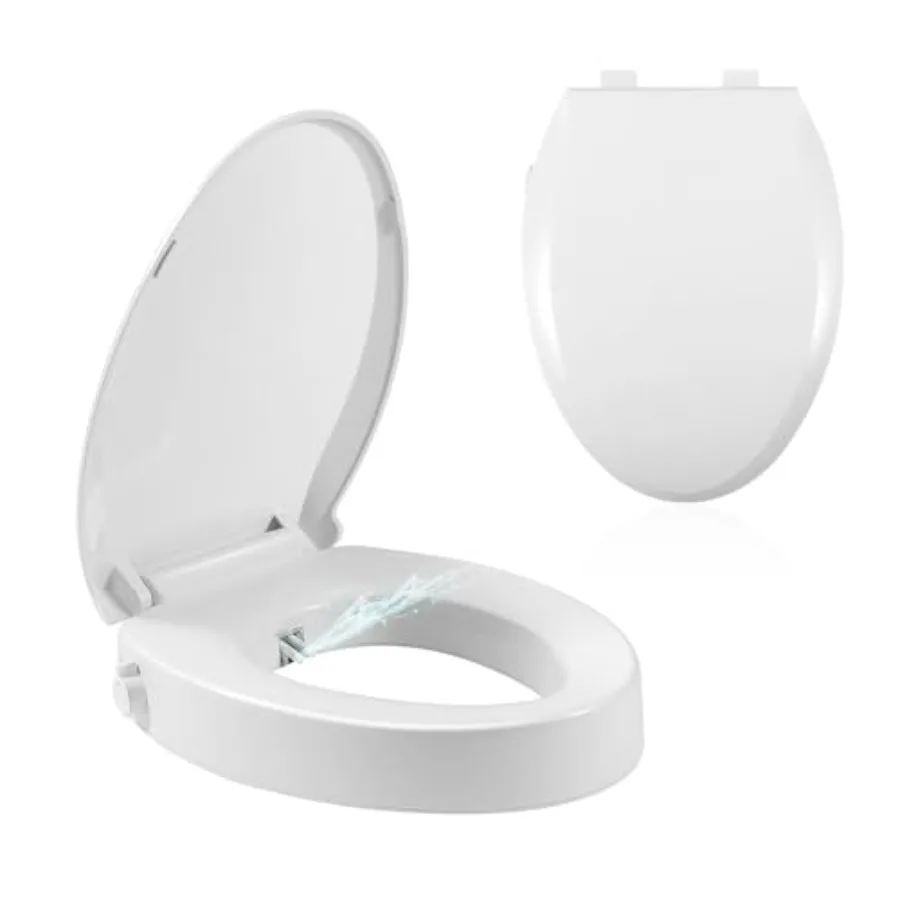 

Elongated Non-Electric Bidet Toilet Seat with Adjustable Water Pressure Dual Nozzles for Seniors Ambient Water White