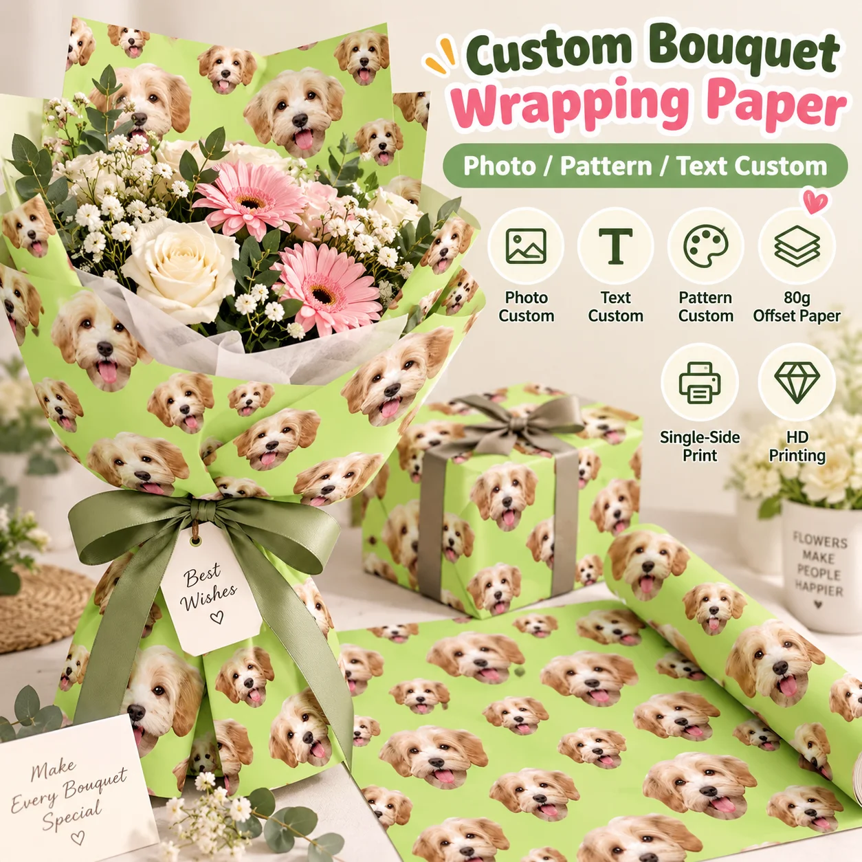 Custom Face Gift Wrap Personalized Wrapping Paper Custom Photo Funny Novelty Face Wrapping Paper Birthday Anniversary Christmas
