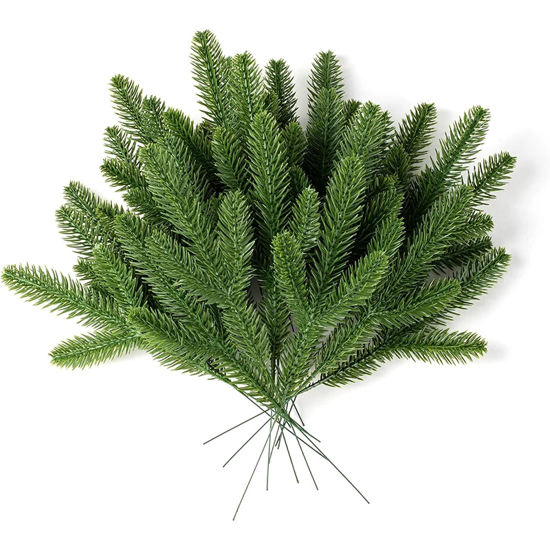 5/10Pcs 25cm Christmas Tree Pine Branches Artificial Plants Snow Pines Garland for DIY Christmas Wreath Accessories Home Decor