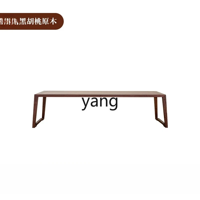 LH  new Chinese log black walnut coffee table zen solid wood bay window kang