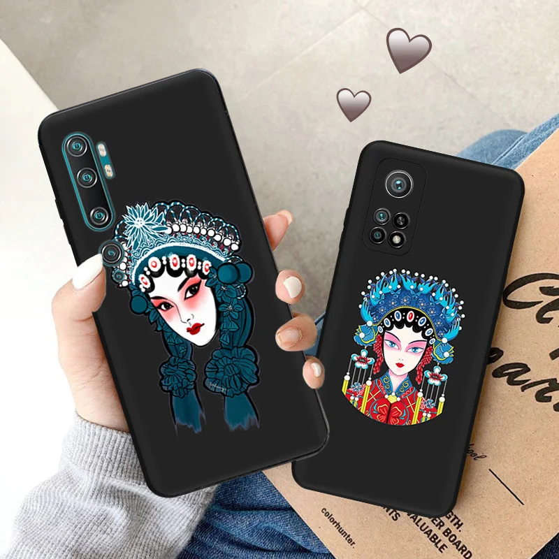 Soft Cases for Xiaomi 13 12Lite 12t 12x Redmi Note12 Note13 Pro 5G 13c 4G 12c 12s Peking Opera Panda Girl Black Phone Case Cover