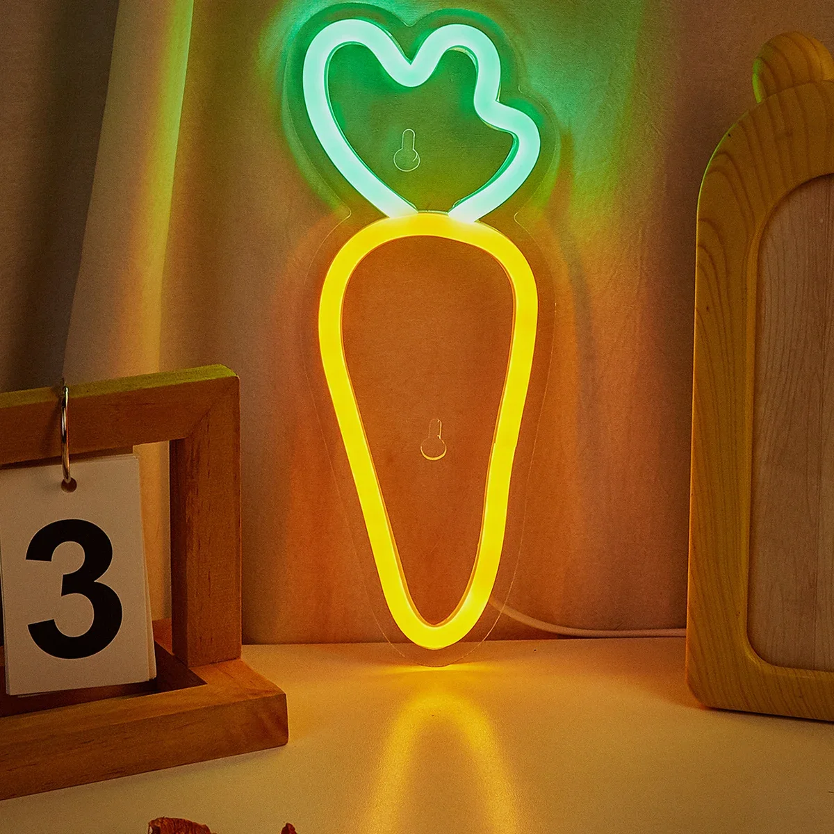 1PC Carrot Shape LED Neon Sign USB Powered For Bedroom Room Wall Decoration Neon Light Signs Suitable For Holiday
