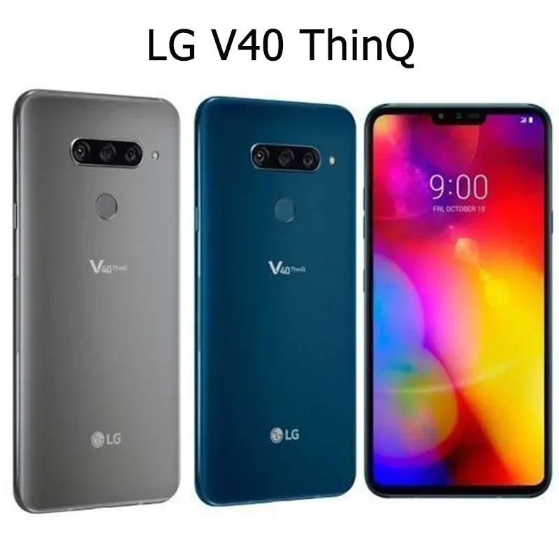 Unlocked Original LG V40 ThinQ 4G V405UA V409N Mobile Phone 6.4'' 6GB RAM 64GB/128GB 16MP Single/Dual SIM Fingerprint CellPhone