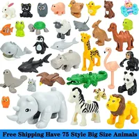Big Size Farm Animal Building Block Particle Zoo Fish Dog Deer Lion Whale Dinosaur Compatible Duploes Large Size Brick Leduo Toy
