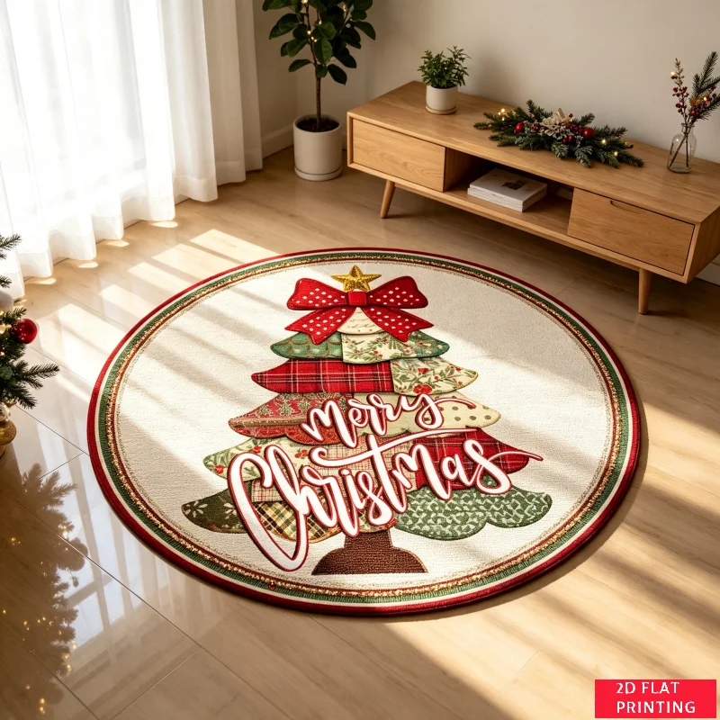 Nutcracker Soldier Potted Rose Merry Christmas Round Rug For Festive Entryway Or Living Room Featuring Striped Border Carpet