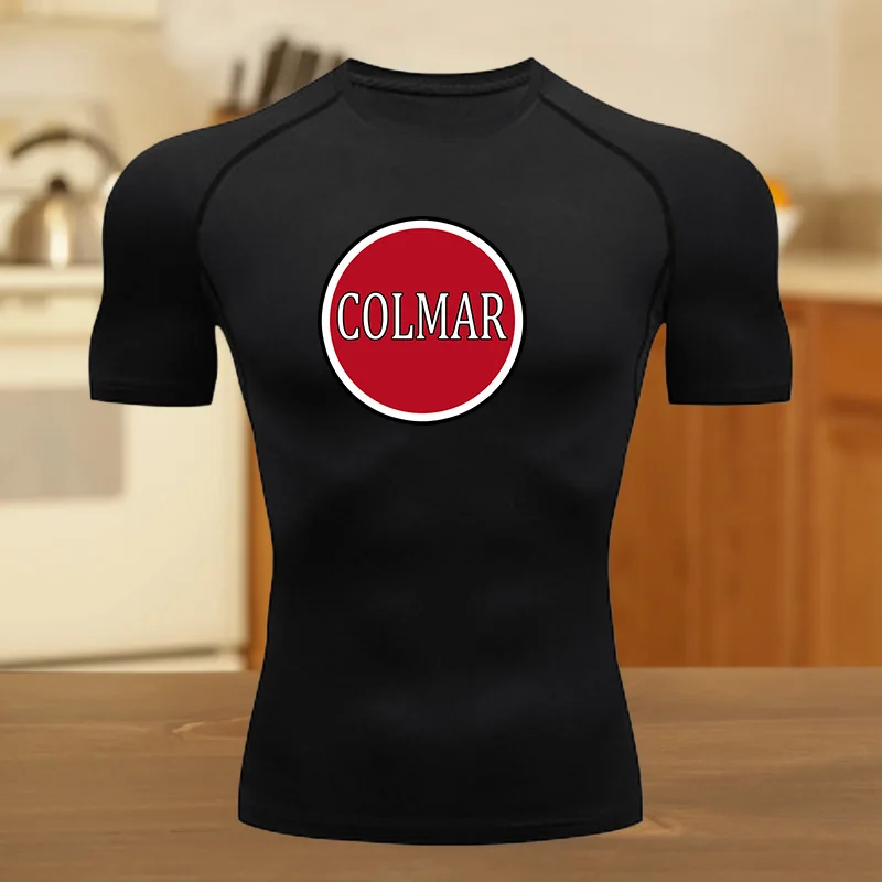 

Мужская летняя спортивная компрессионная футболка для бега, дышащий, быстросохнущий, высокоэластичный костюм, футболка с короткими рукавами и жирным рисунком для спортзала