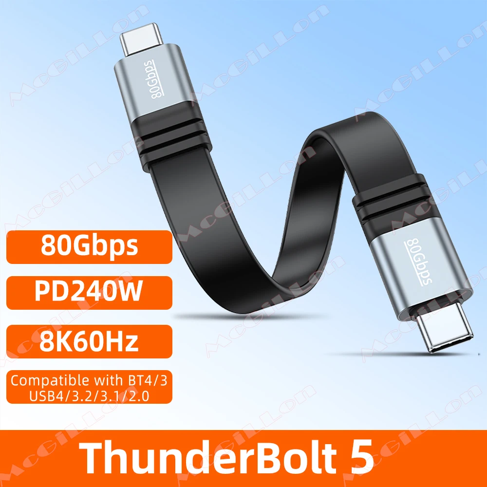 Thunderbolt 5 80Gbps USB 4.0 Type-C Data Extension 240W Fast Charging 8K Video Cable Super Speed Data Storage For USB C Monitor