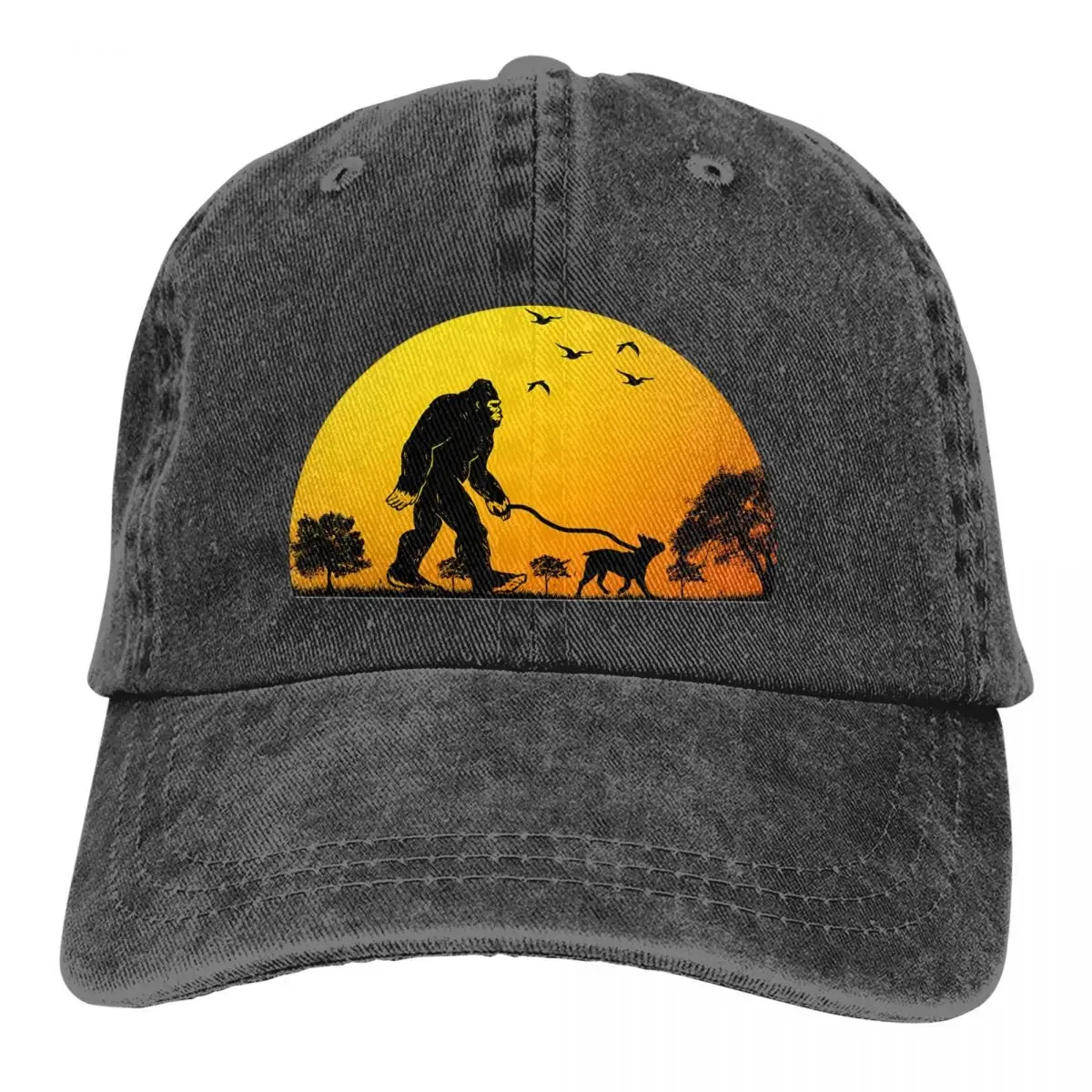 

Walking French Bulldog Baseball Caps Peaked Cap Bigfoot Sasquatch Sun Shade Hats for Men Women