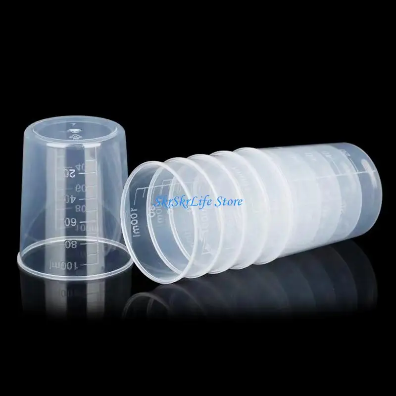 

E65E 10 Liquid Measuring Mixing Cups Clear Graduated Plastic for DIY Art Crafts