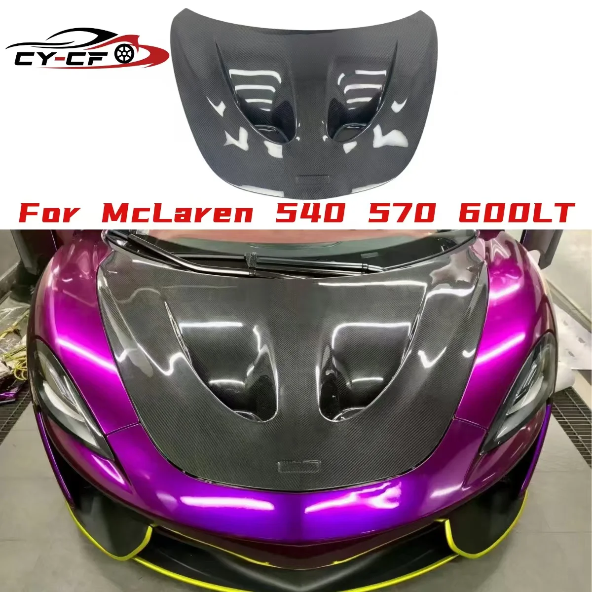 Carbon Fiber Front Bumper Engine Hood Air Intake Vent Panel Bonnet Cover For Mclaren 540 570s P1 Style Body Kit