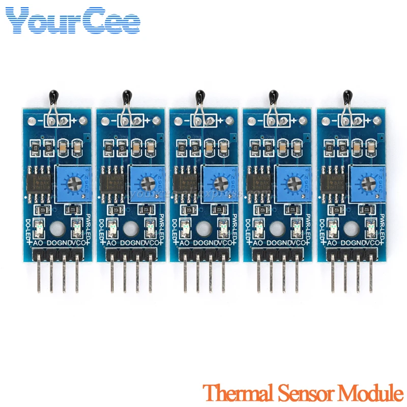 5pcs/1pc Thermal Temperature Sensor Module Thermistor Switch Sensitivity Adjustable LM393 comparator DC 3.3V - 5V