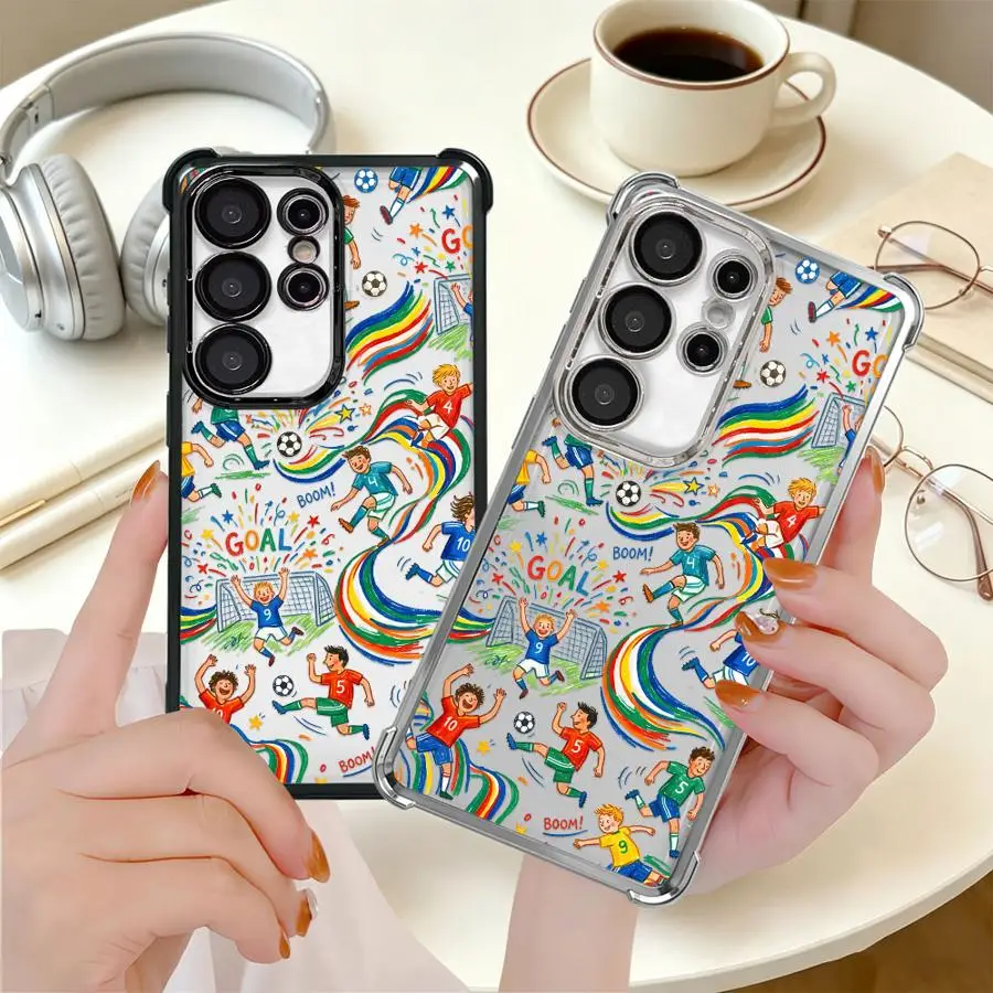 Kids Soccer Soft Phone Cover Case for Samsung Galaxy S26 Ultra S23 Plus S21 S20 FE S22 Note 20 S25 Edge S24