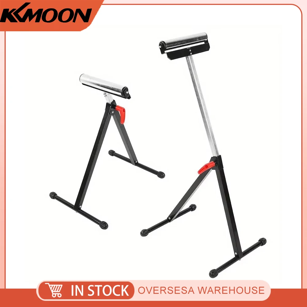 Adjustable Foldable Single Roller Stand, Heavy Duty Roller Stands for Woodworking, Saw Table with Rubber Non Slip Feet Tool