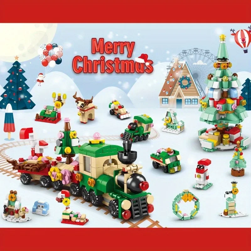 24Years 6 In 1 Upgraded Christmas Series Building Blocks Set Creative Winter Village House DIY Bricks Toys For Kids Xmas Gift