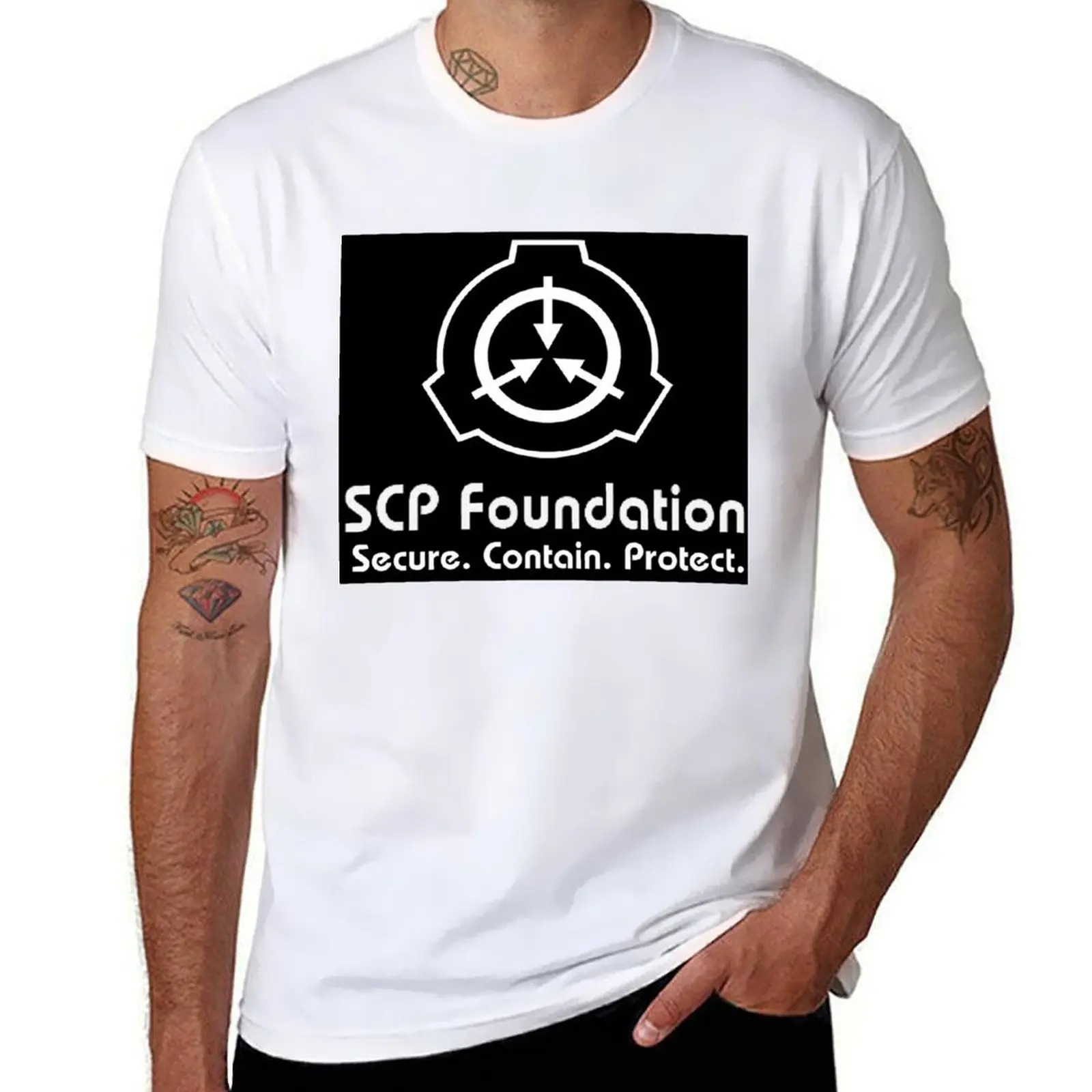 

SCP Secure. Contain. Protect (Black) T-Shirt cotton t shirts high quality man t shirt cotton T-Shirt