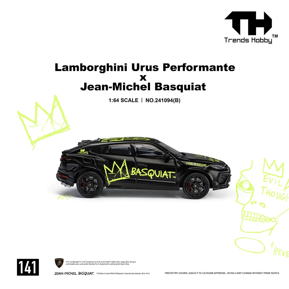 Trends Hobby 1/64 Lamborghini Urus Performante Jean-Michel Basquiat Alloy Diecast Car Model Collection
