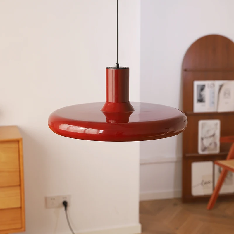 Nordic Red Flying Disc Restaurant Round Pendant Light Modern Creative Living Room Dining Table Home Decor Lighting Chandelier