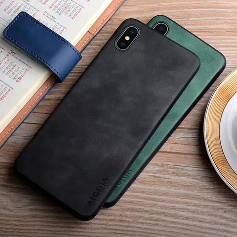 Custodia in pelle per iPhone XS Max XR X funda design semplice cover resistente per custodia iPhone XS